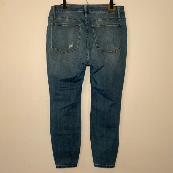 Judy Blue Women's size 14W Skinny Fit Medium Wash Red Plaid Distressed Jeans - Picture 7 of 8